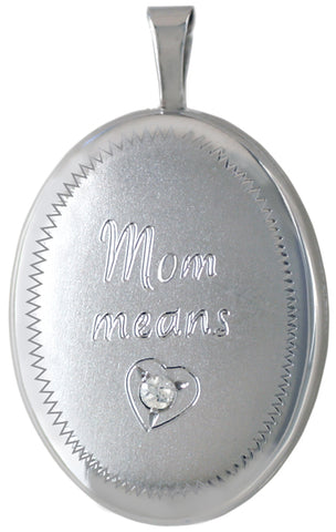 Mom means love diamond oval locket