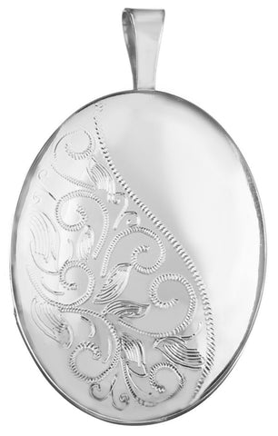sterling silver half scroll oval locket