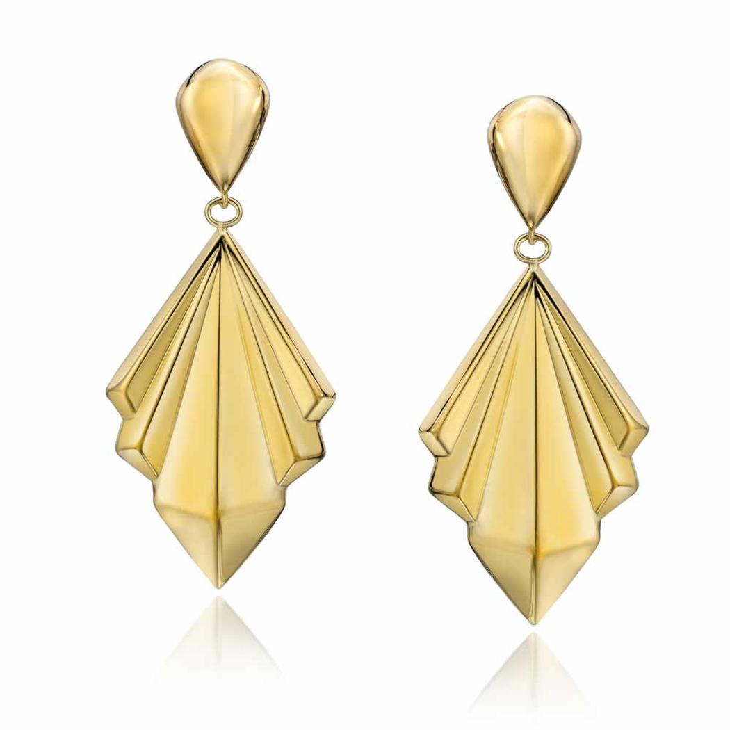 14k Gold Dipped Tailored Geometric Drop Earrings