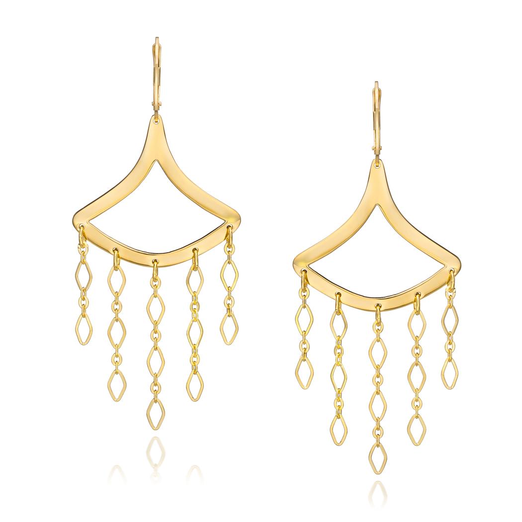 14k Gold Dipped Mid-century Retro Drop Chandelier Earrings