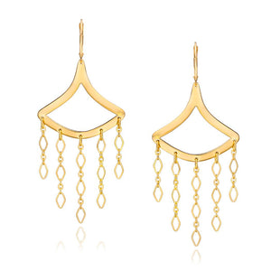 14k Gold Dipped Mid-century Retro Drop Chandelier Earrings
