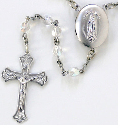 Our Lady of Guadalupe Oval Locket Rosary Beads