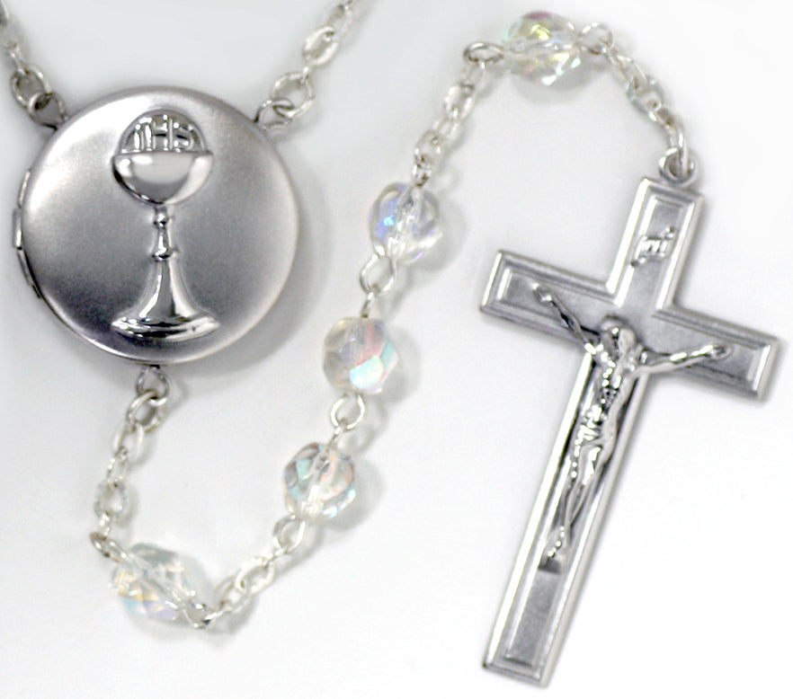 Communion Chalice Locket Rosary Beads