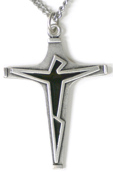 Sterling Silver Contemporary Crucifix with enamel